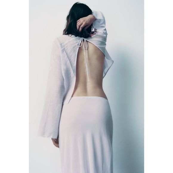 ZARA LONG SLIT SKIRT - Picture 4 of 10